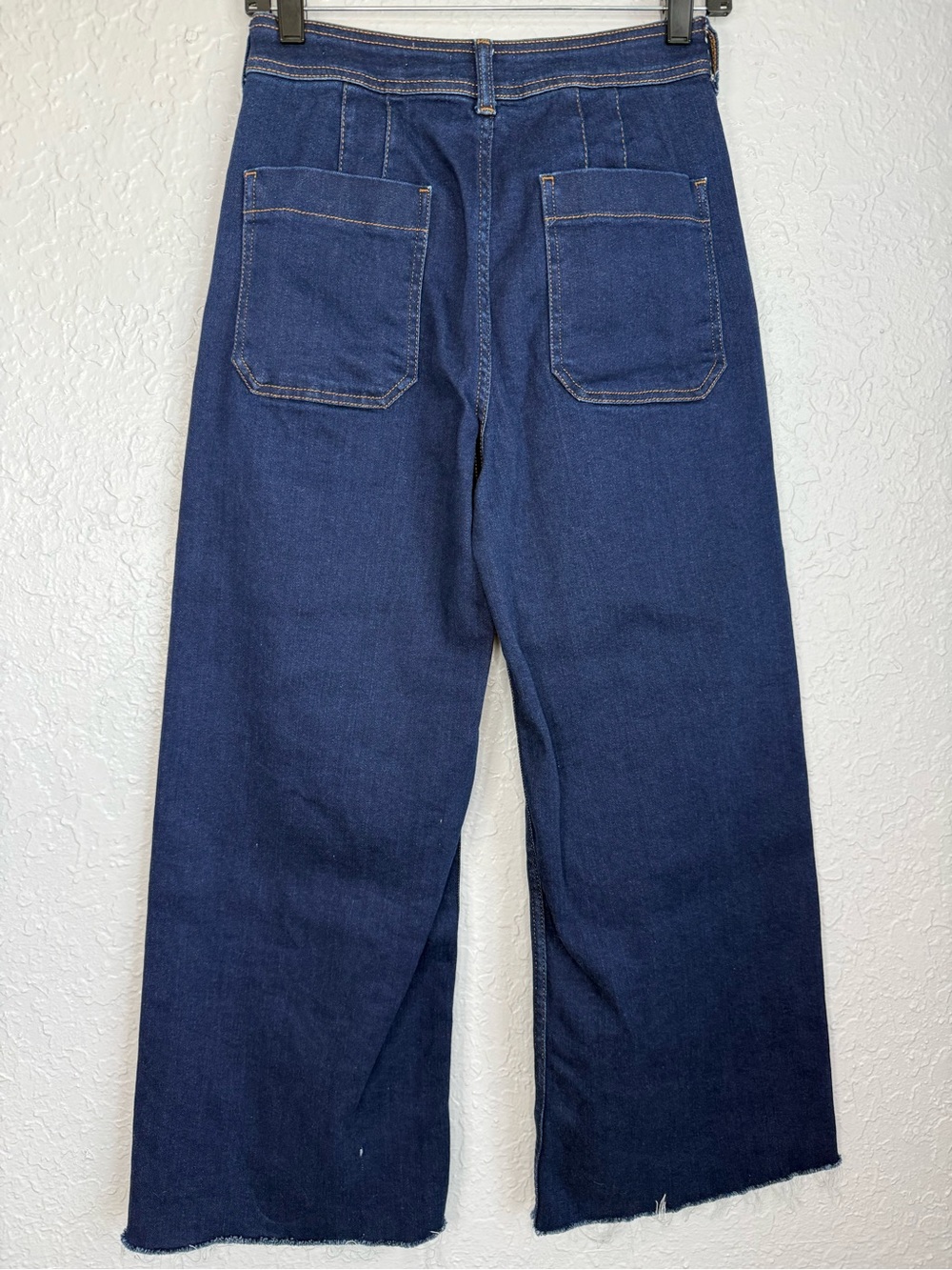Maeve | Collette High Rise Wide Leg Indigo Blue Jeans Cropped Raw Hem Size 28 - Picture 6 of 10